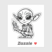 Sticker Alien Noir et Blanc (Feuille)