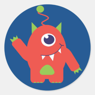 sticker alien orange bleu