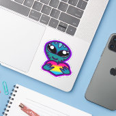 Sticker Alien Pan Pride (Ordinateur portable avec iPhone)