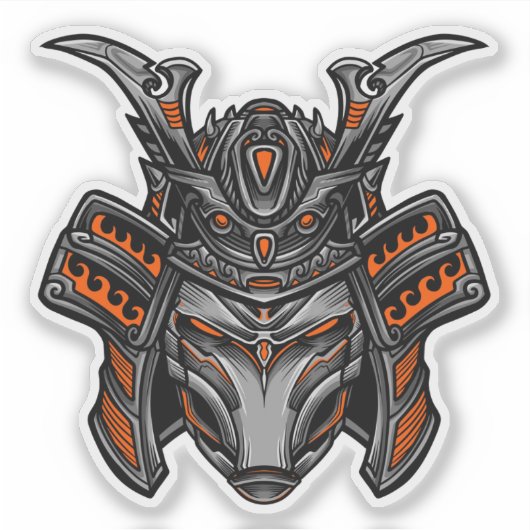 Sticker Alien Samurai Mask Orange (Devant)