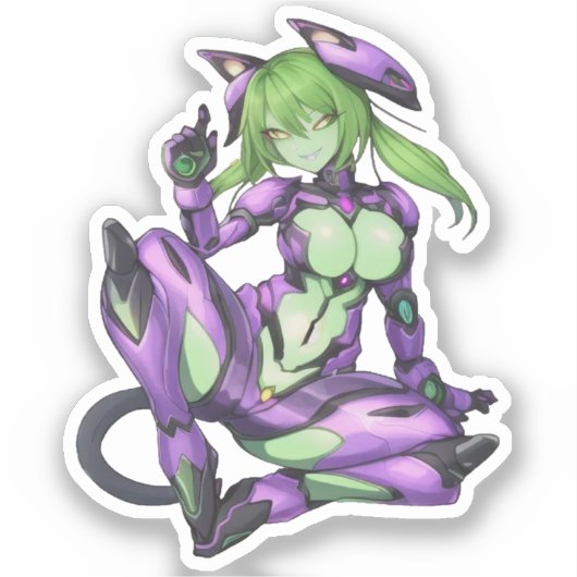 Sticker Alien sexy androïde catgirl (Recto)