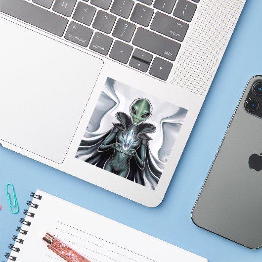 Sticker Alien spirituel (Ordinateur portable avec iPhone)