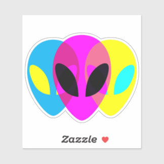 Sticker Alien tryptique Extraterrestrial cmyk