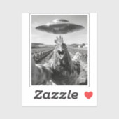 Sticker Alien UFO Chicken Art Abduction SciFi Humor (Feuille)