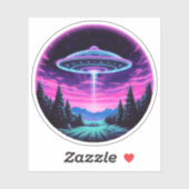 Sticker Alien vaisseau spatial rétro futuriste (Feuille)