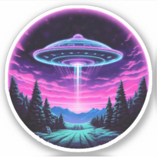 Sticker Alien vaisseau spatial rétro futuriste