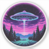 Sticker Alien vaisseau spatial rétro futuriste (Devant)