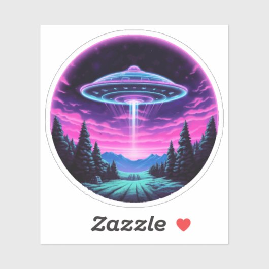Sticker Alien vaisseau spatial rétro futuriste (Feuille)