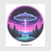 Sticker Alien vaisseau spatial rétro futuriste (Feuille)