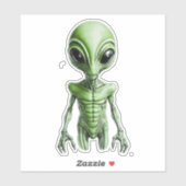 Sticker Alien vert (Feuille)