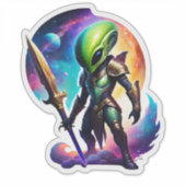 Sticker Alien Vert Avec Une Épée (Devant)