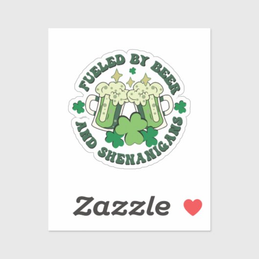 Sticker Alimenté Par La Bière Et Les Shenanigans (Feuille)