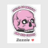 Sticker Alimenté par l'anxiété et le café glacé (Feuille)