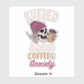 Sticker Alimenté Par Le Café Glacé Et L'Anxiété (Feuille)