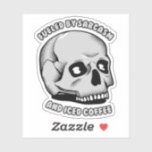 Sticker Alimenté par le sarcasme et le café glacé (Feuille)