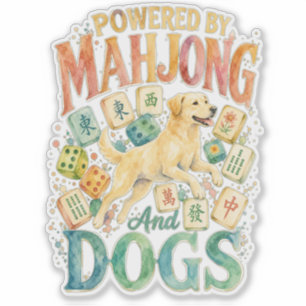 Sticker Alimenté par Mahjong & Dogs Aquarelle Labrador