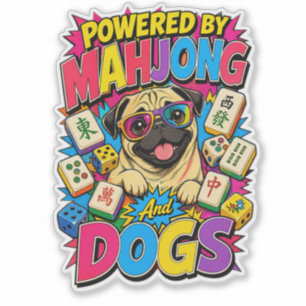 Sticker Alimenté par Mahjong et Cadeau d'Art Pop de Chien
