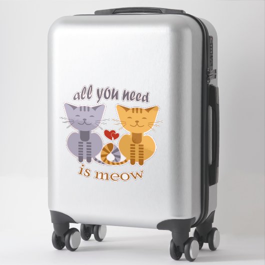 Sticker All you need is meow Valentine cats (Sur valise)