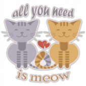 Sticker All you need is meow Valentine cats (Devant)