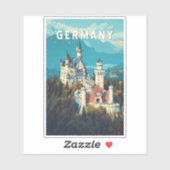 Sticker Allemagne Illustration Voyage Art Vintage (Feuille)