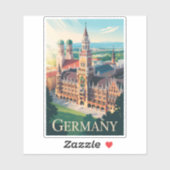 Sticker Allemagne Munich Illustration Voyage Art Vintage (Feuille)