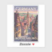 Sticker Allemagne Rothenburg ob der Tauber Illustration Ar (Feuille)