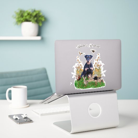 Sticker allemand Chasse Terrier (Jagdterrier) (Ordinateur portable sur le bureau)