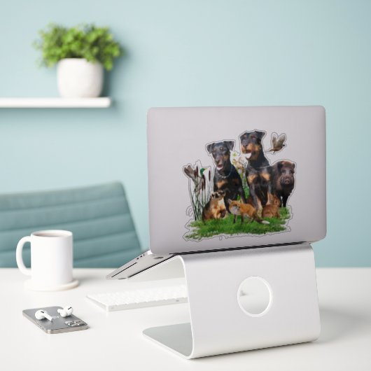 Sticker allemand Chasse Terrier (Jagdterrier) (Ordinateur portable sur le bureau)