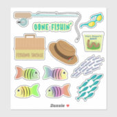 Sticker Aller Pêche Enfants Amusants (Feuille)