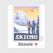 Sticker Aller skier Vintage Imprimer (Feuille)
