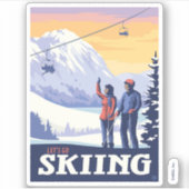 Sticker Aller skier Vintage Imprimer (Devant)