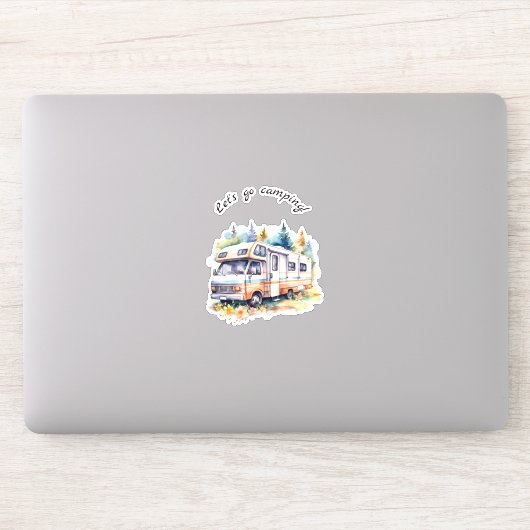 Sticker Allez Camping Retro Camper (Ordinateur)