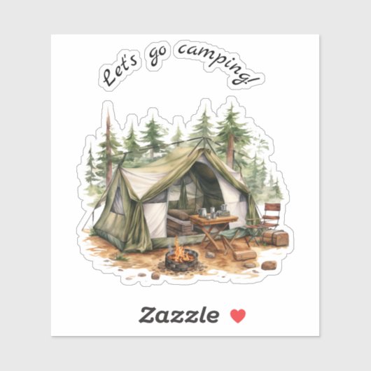 Sticker Allez Camping Tente Rétro (Feuille)