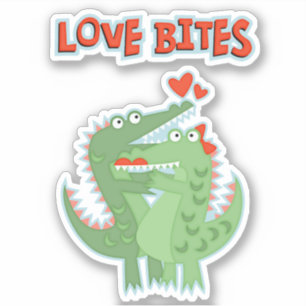 Sticker Alligator Love Bites Valentine