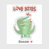 Sticker Alligator Love Bites Valentine (Feuille)