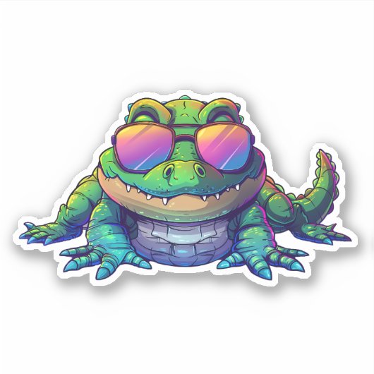 Sticker Alligator Portant des lunettes de soleil (Devant)