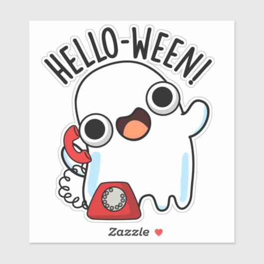 Sticker Allo-ween Funny Ghost Pun (Feuille)
