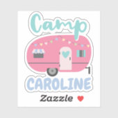 Sticker Allons-y Glamping Girly Camp Nom fête d'anniversai (Feuille)