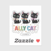 Sticker Ally Cat - Black Cat LGBTQ Pride (Feuille)