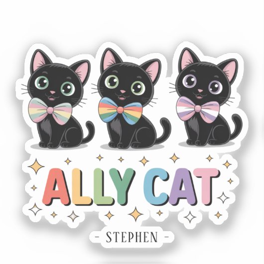 Sticker Ally Cat - Black Cat LGBTQ Pride (Recto)