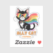 Sticker Ally Cat - Rainbow Cat LGBTQ Pride (Feuille)