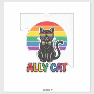 Sticker Ally Cat Rainbow Pride Vintage Chat T-Shirt Design