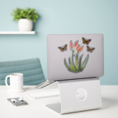 Sticker Alocouleur Aloe Vera Succulent FLowers Papillons (Ordinateur portable sur le bureau)