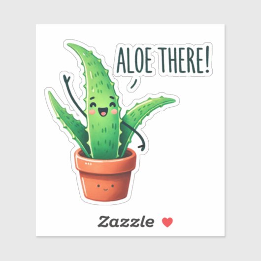 Sticker Aloe Là ! Cute Aloe Vera Plante (Feuille)