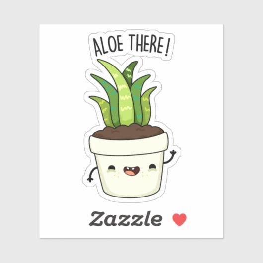 Sticker Aloe There Funny Aloe Vera Pun (Feuille)