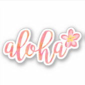 Sticker Aloha Citation Hawaii Aquarelle Tropical (Devant)