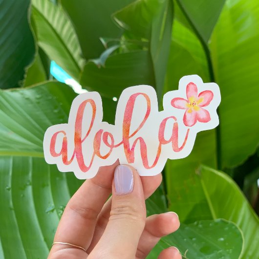 Sticker Aloha Citation Hawaii Aquarelle Tropical
