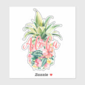 Sticker Aloha d'Aquarelle Fruit D'Ananas Floral (Feuille)