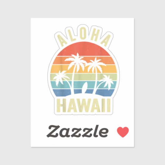 Sticker Aloha Hawaii Hawaii Island Shirt Palm Beach Surf (Feuille)