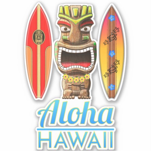 Sticker Aloha Hawaii Hawaii Tiki Surf (Devant)